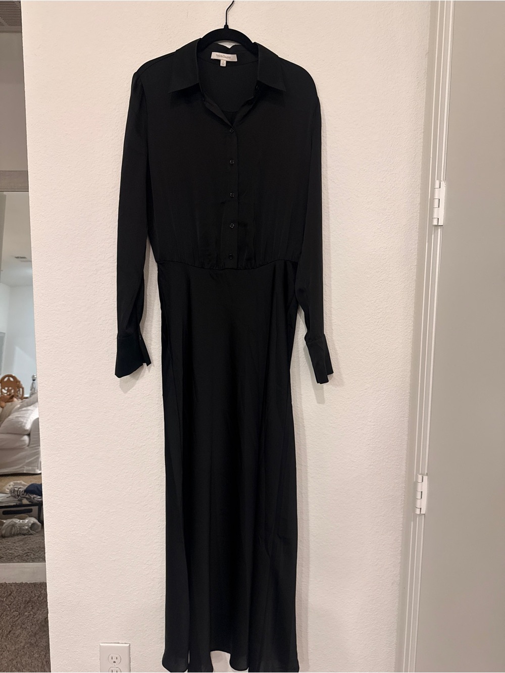 Favorite Daughter Silk Black Long Sleeve Shirt Dress - Women